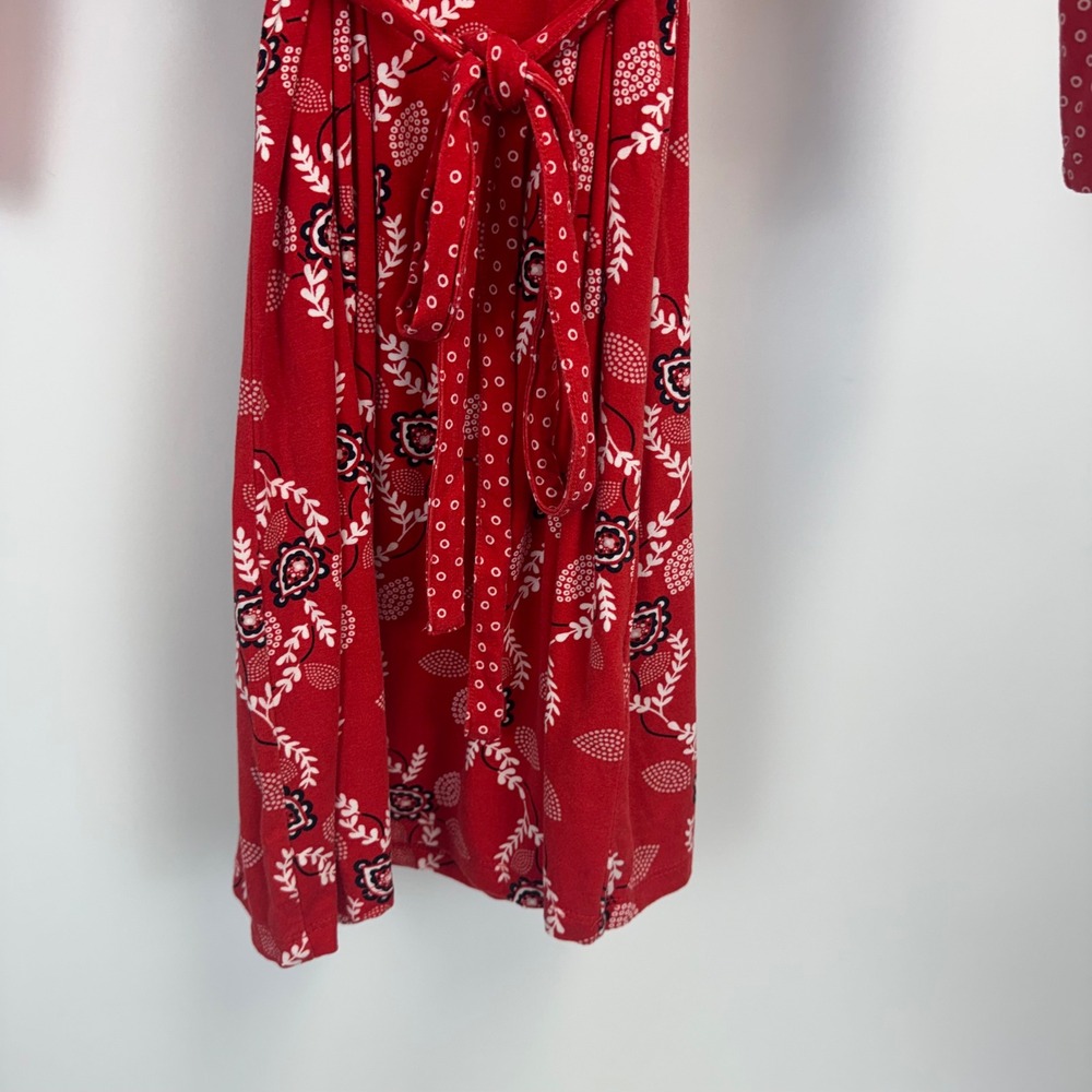 Boden Red Floral Jersey Long Sleeve Belted Mini Dress US 6R UK‎ 10R J0462 - Picture 5 of 11